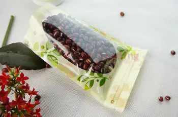 

100pcs/lot 16*24 Stand transparent ziplock bag with flower printing, front window view storage herbal medicines plastic pouch