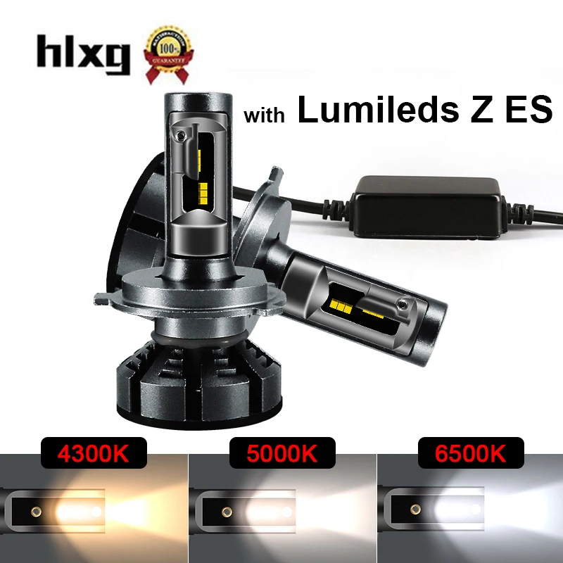 Hlxg 2 шт. 5000K H4 светодиодный фонарь с ZES ЧИПАМИ 4300K 9003/HB2 Hi/Lo 6500K 72 w/set 12V авто светодиодный налобный фонарь 12000lm