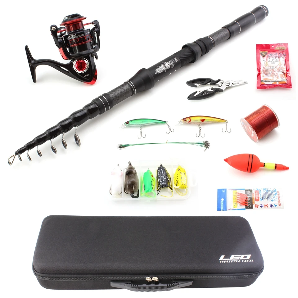 

Multifunction set 1.8m 2.1m 2.4m 2.7m 3.0m Carbon Fiber Telescopic Fishing Rod Portable Spinning Rod and Spinning Reels