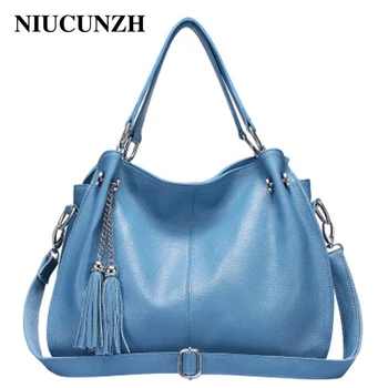 

NIUCUNZH Split Leather Luxury Handbags Tote Bag For Women Tassel Big Messenger Bag Hot Sale Women's Shoulder Bag Female Designer