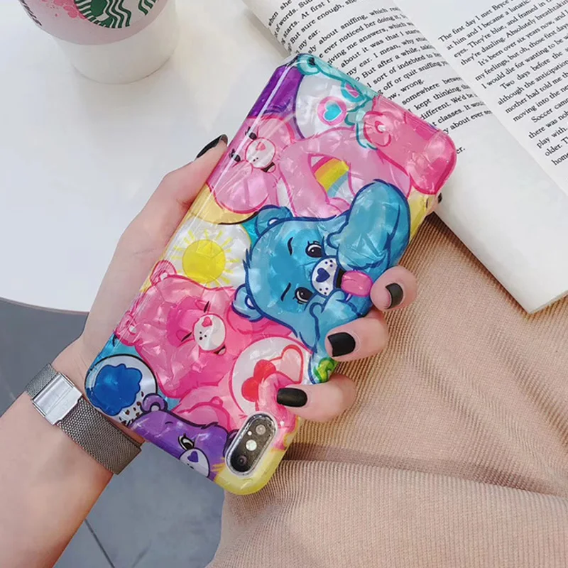 

Remazy Conch Shell Patterned Rainbow Bear Phone Case for iPhone 8 7 Plus X XS XR Fundas Coque Soft Cover for iPhone XS Max Capa