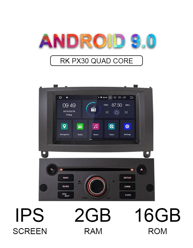 Top LJHANG IPS Android 9.0 Car DVD Player For Peugeot 407 2004-2010 GPS Navi Multimedia Autoaudio Stereo Car Radio Bluetooth WIFI BT 1