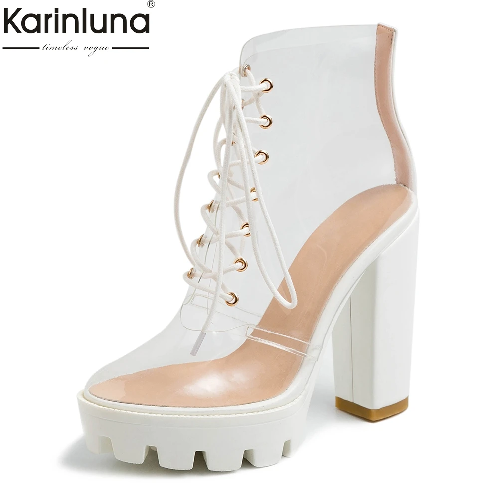 

Fashion luxury runway show brand High Heels Boots Lady Platform 2019 Spring summer Ankle Boots Woman Shoes Women big Size 33-41