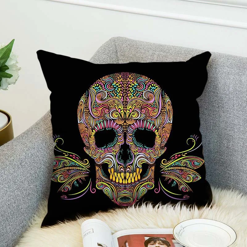 

Double-sided Sugar Skull Cushion Covers Polyester Pillow Cover for Sofa Bed Nordic Decorative Pillow Case