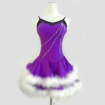 

New style latin dance costume sexy spandex Ostrich feather latin dance dress for women latin dance compeition dresses S-4XL