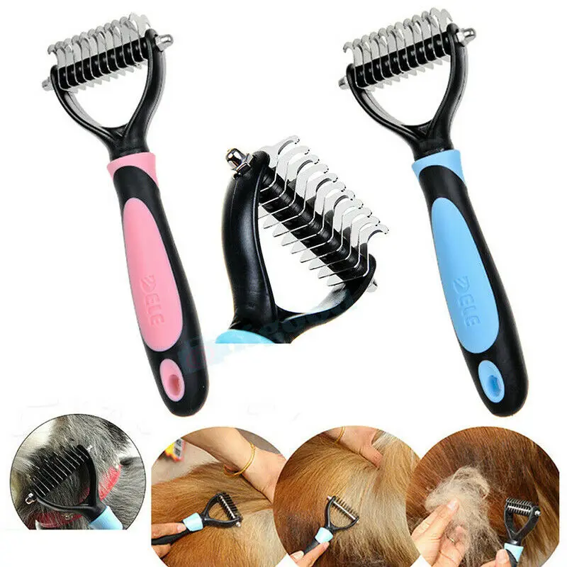 

Dog Cat Groomer, Pet Fur Knot Cutter Remover Grooming Metal Rake Brush Comb An Artifact That Makes a Pet Cute and Clean
