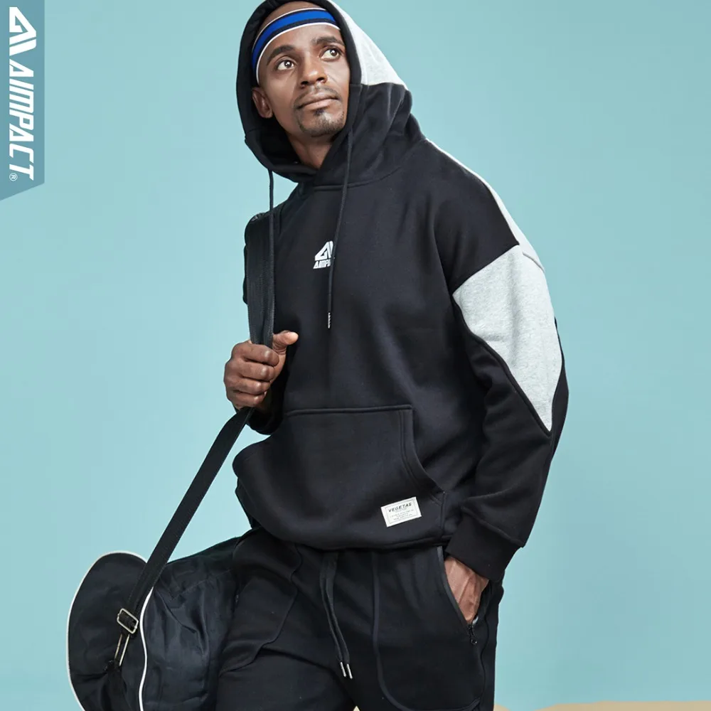 

Aimpact Cotton Hoodies for Men 2019 New Patchwork Pop Casual Sweatshirts with Hoody Hiphop Streetwear Brand Clothing Coat AM4020