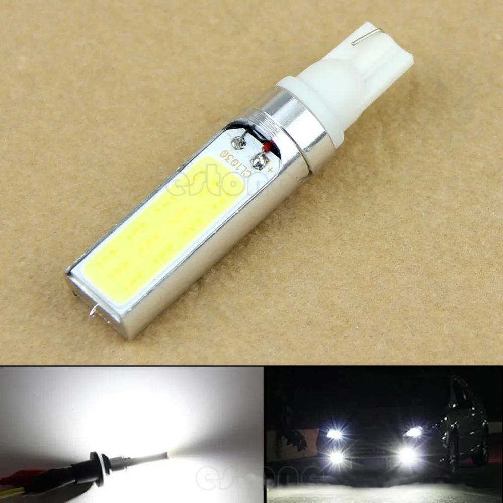 

DC 12V T10 10W 194 168 W5W COB LED Super White Light Backup Fog Brake Lamp NEW