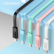 USAMS плоский Micro usb кабель 1,2 м кабель для зарядки и передачи данных для Micro USB шнур для Xiaomi Redmi note 5 samsung S7 Edge LG