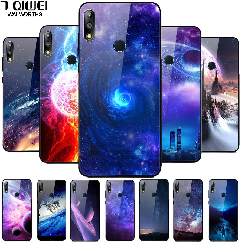 

F Phone Case For Asus Zenfone Max Pro M2 ZB631KL Tempered Glass Hard Back Cover For Asus Zenfone Max Pro M2 ZB631KL 6.3'' Case