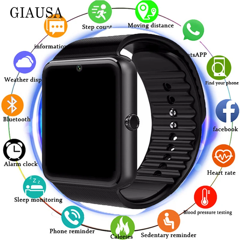 

2019 Smart Watch Bluetooth Men With Touch Screen Smartwatch Big Battery Support TF Sim Card Camera For IOS iPhone Android Phone