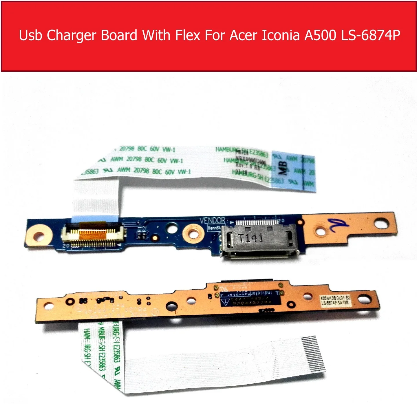 

Genuine USB Charger Board With Flex For Acer Iconia A500 LS-6874P Tablet Charger Dock Board With Cable LS-6874P Tested Good
