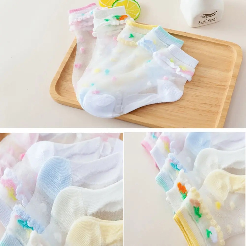 Детские носки с кристаллами для маленьких детей; ультратонкие дышащие прозрачные носки с фруктовым принтом для девочек; сезон весна-лето; Дышащие носки