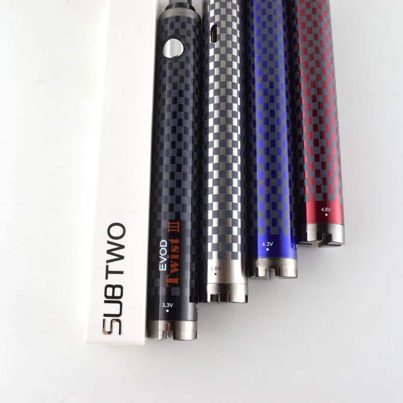Электронная сигарета Evod twist III батарея 1600mah металлический корпус применяется 510 тип резьбы распылитель клетчатый узор с красочным