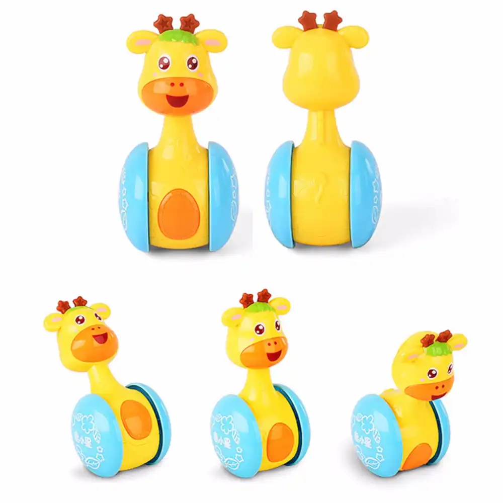 Kids Music Educational Toy Giraffe Tumbler Doll Baby Shaking Rattle Ring Bell BA