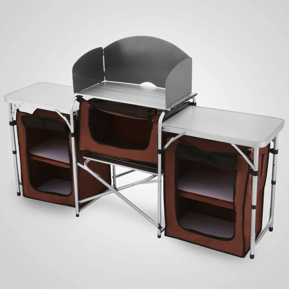  Camping Kitchen Picnic Cabinet Table Portable Folding Cooking Storage Rack Alu with free shipping - 4000203083920