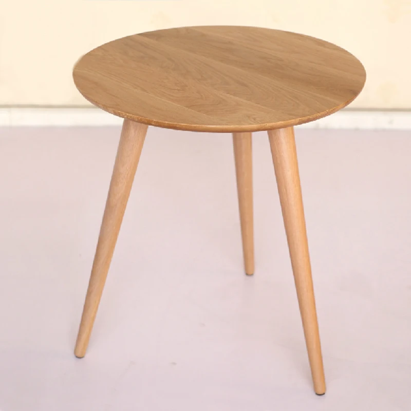 60 CM Round White Oak Wooden Table Coffee Table