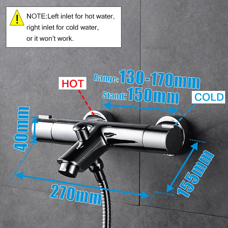 Shower Set Bathtub Faucet Shower Faucet Water Mixer Bathroom Sink Faucets ROVATE Bathtub Shower Faucet Wall Mounted Dual Handle Auto Thermostat Control Bath Mixer Tap for Bathroom