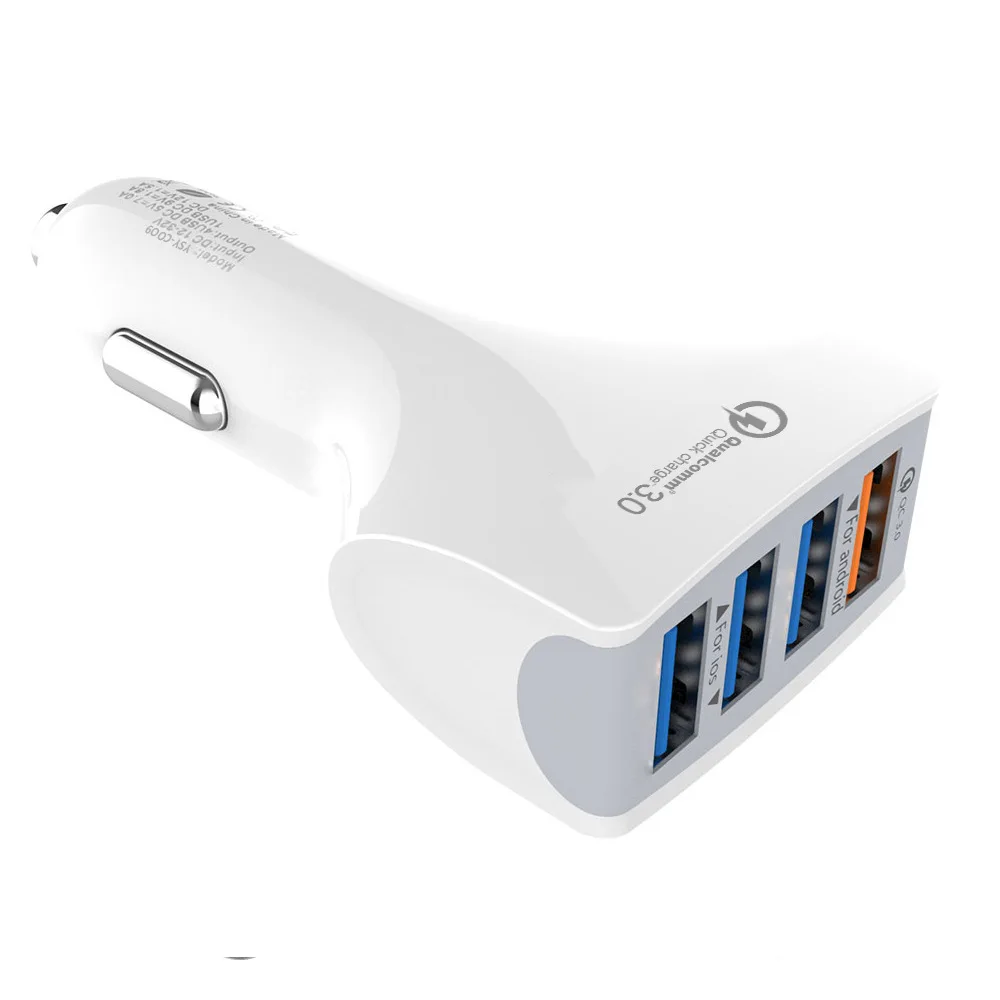 4 USB Quick Charge 4,0 3,0 USB Автомобильное зарядное устройство для Xiaomi Mi 9 huawei P30 Pro QC4.0 QC3.0 QC 7A Быстрая зарядка PD автомобильное зарядное устройство для телефона - Тип штекера: white