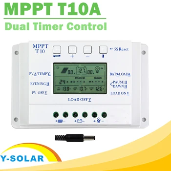 

Solar Charge Controller 10A MPPT T10A 12V 24V for Max 48V Input with Load Dual Timer Control Solar Regulator for Street Lighting