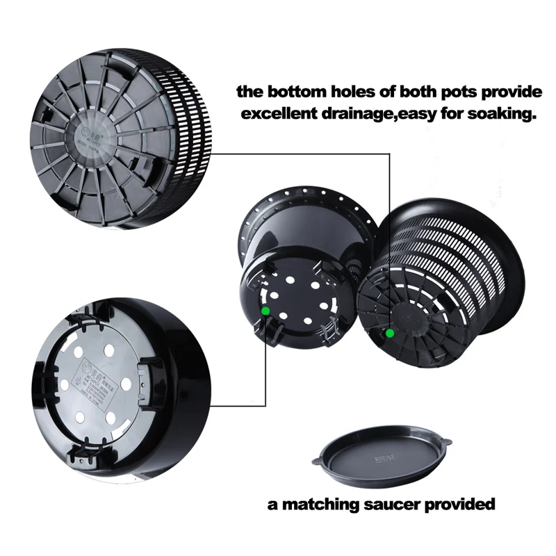 Meshpot 8 Inches Plastic Orchid Pot With Holes,Double Layers Garden Pot,Planter Container Root Controlling Patent Technology