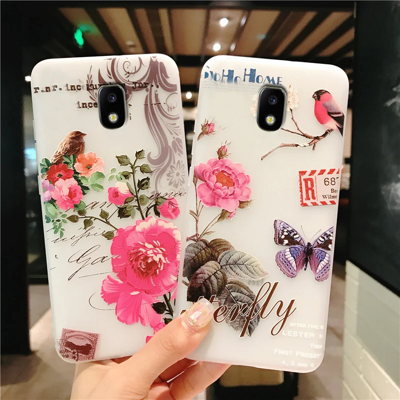 

Coque,cover,case,for Samsung Galaxy J5 Pro 2017 J530 Soft Luxury Silicone Silicon 3d cute original Phone Back Girl Flower Etui
