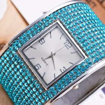 

A232 Luxury Silver Womens Bracelet Watches Ladies Dress Watches Quartz Wristwatches Diamond Watch Relogio Feminino Square Clock