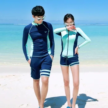 

2019 New 4-Piece Fashion Diving Suit Surf Swimsuit Essential Equipment Lovers Long-sleeved Lovers Wetsuit Surf Swimwear