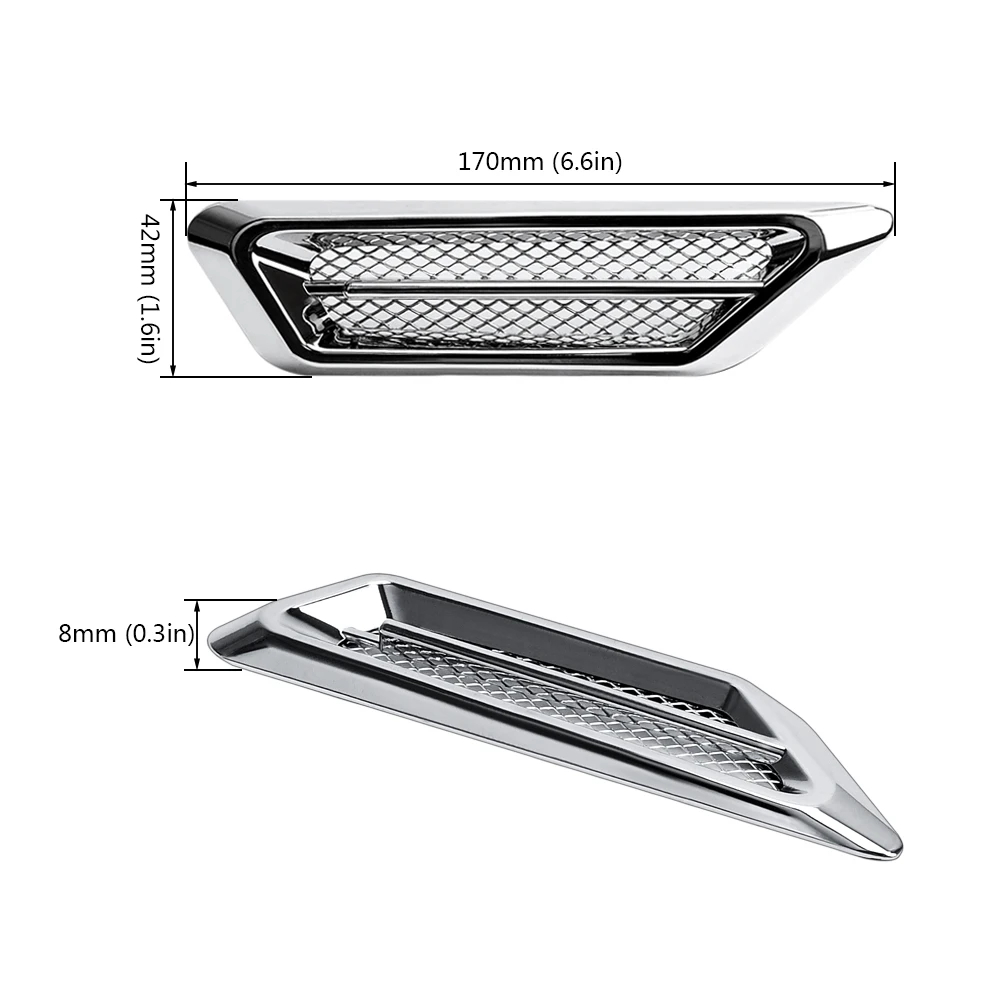 1 пара 3D накладная воздушная розетка Автомобильная наклейка s Shark Gills Авто хромированная наклейка креативная наклейка боковая сетка, чехол капот для автомобиля