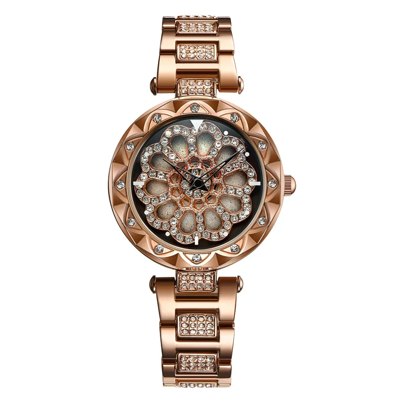 

Women Quartz Watch Fashion Bling Casual Ladies Watch Female Quartz Gold Watch Crystal Diamond flower For Women Clock