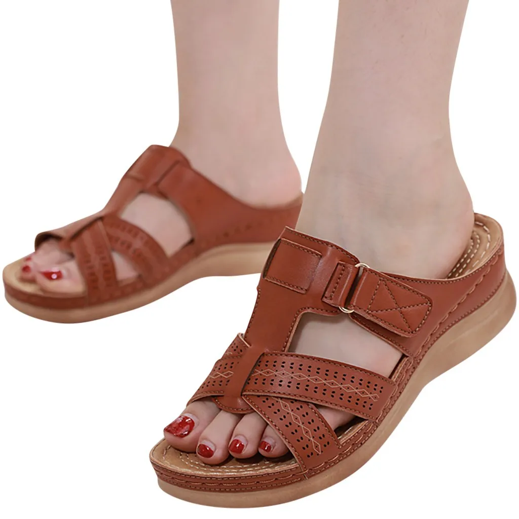 

2018 Women Summer Open Toe Hook Loop Comfy Sandals Casual Wedges Non-Slip Slippers Shoes Woman Flip Flop Zapatos De Mujer Terlik
