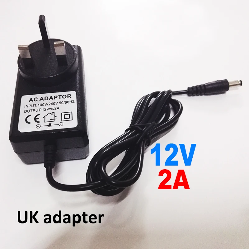 CCTV Security Camera UK Type Adapter DC 12V 2A Power Supply UK Plug