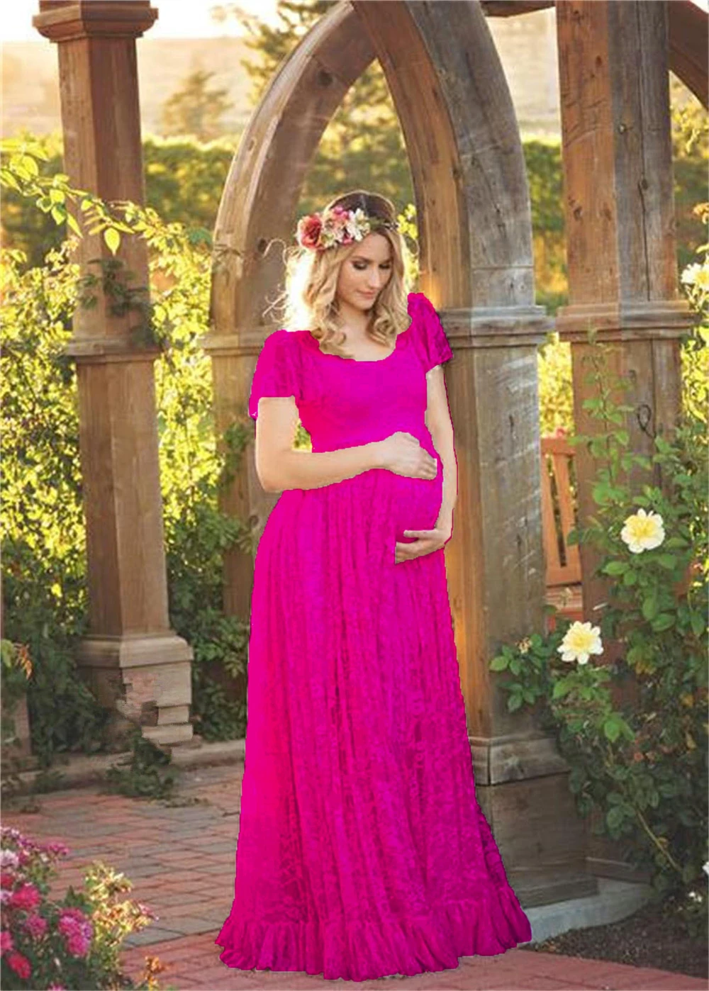 2018 Plus Size Maternity Dresses For Photo Shoot Fashion Lace Maxi Maternity Gown Dress Women Pregnancy Clothes Photography Prop (9)