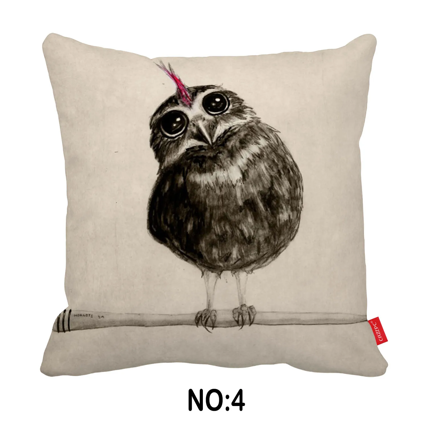 Kartun Lucu Owl Sketsa Gambar Bantal Dekoratif Melemparkan Bantal