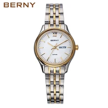 BERNY 2017 Gold Steel Watches Women Business Casual Waterproof Ladies Fashion Luxury Quartz Wrist Watch Rose Gold Watches 2743L