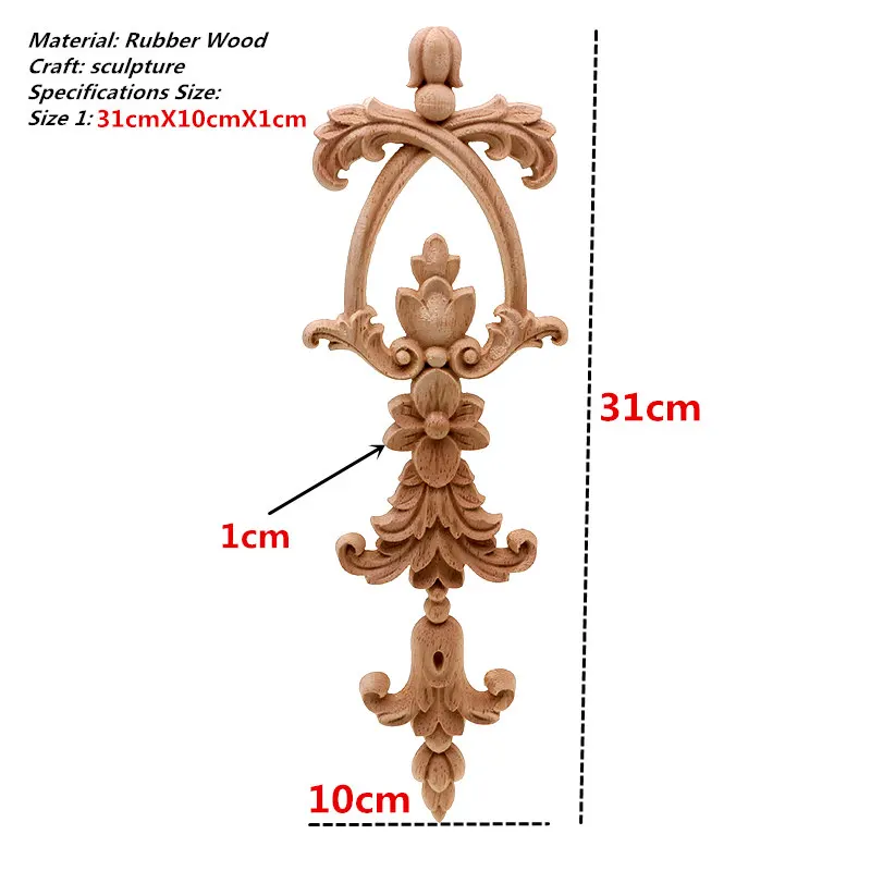 Европейская аппликация из цельного дерева, длинная деталь, украшение для дома, вырезание узоров или дизайны, аксессуары по дереву - Цвет: 31X10cm