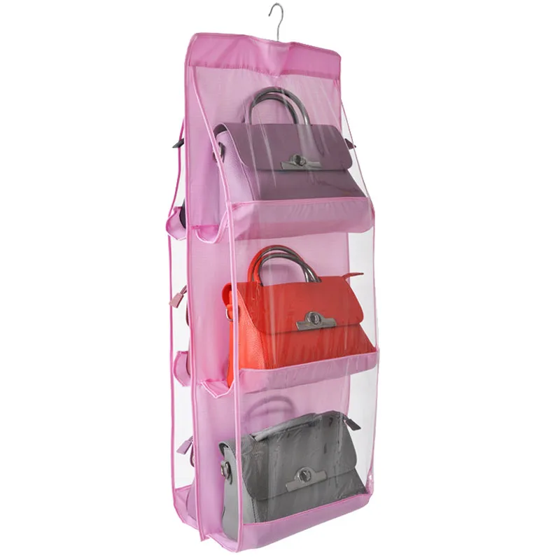 

Oxford Folding 6 Grids Door Cloest Organizer Waterprool Bag For Storage Women Handbags Exquisite Hanging Bags Organizer Wall