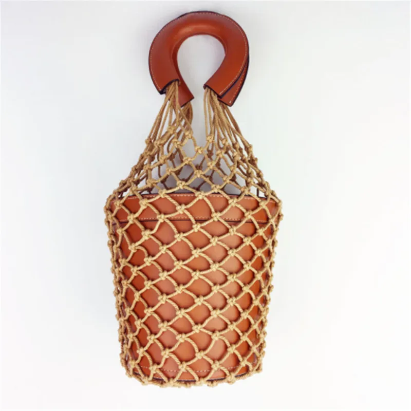 

B0186 Retro Ins Net Woven Bag 2018 New Summer Net Bucket