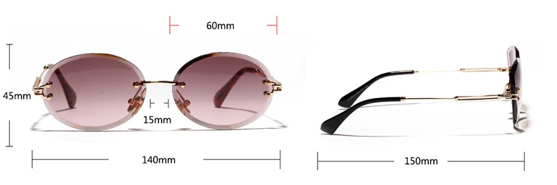 Seemfly без оправы овальные женские солнцезащитные очки мужские градиентные прозрачные солнцезащитные очки ретро очки высокого качества Модные Новые