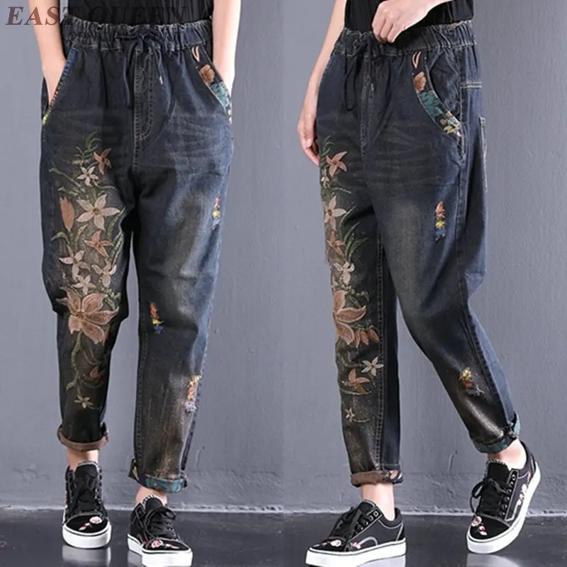 Вышитые джинсы для женщин мешковатые брюки женские мешковатые джинсы бойфренды джинсы для женщин AA3189 Y