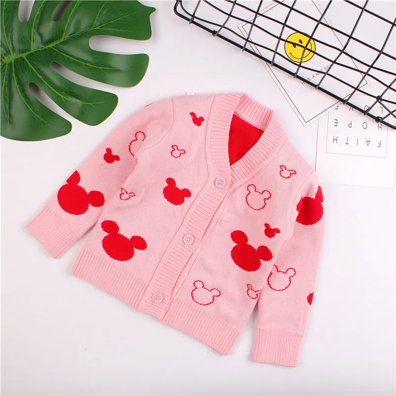 Mickey Cotton Baby Boy Sweater V Neck Cardigan for Infant Kids Girls Soft Comfortable Crochet Knitting Warm Outfit Autumn Winter (12)