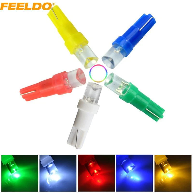 

500Pcs T5 286 2721 Concave 1LED Car Dashboard Wedge Base LED Lights Bulbs 12V 5-Color #FD-1025