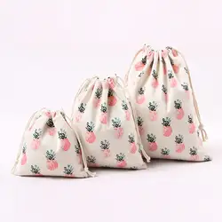 Индивидуальный хлопковый холст мешочек шнурком мешок подарков Сумки ананас печать детская любовь конфеты подарочные пакеты Мужская сумка