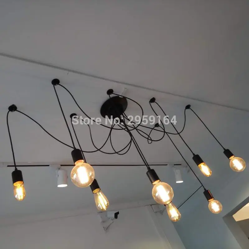 

8 Heads E27 Sockets Nordic Industrial Edison Chandelier Vintage Pendant Lamp Loft Antique Adjustable DIY Home Lighting w/o Bulb