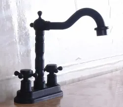 Dual Cross Handles Black Oil Rubbed Bronze Swivel Spout Kitchen Bar Sink Bathroom Two Holes Basin Faucet Mixer Tap anf240