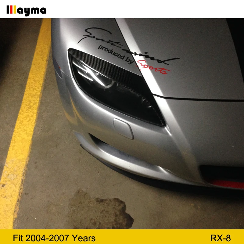Настоящее углеродное волокно фары Брови Веки Крышка для Mazda RX8 2004 2008 RX 8 волокно стекло черный праймер бровей 1 пара