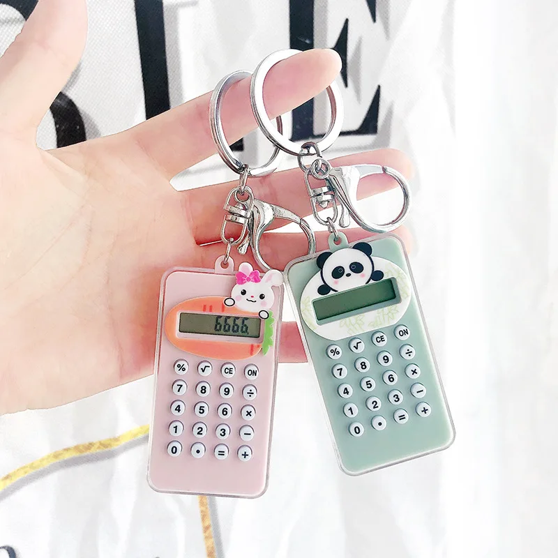 

Cartoon Mini Calculator Keychain Cute Animal Cat Panda Dog Keychain Maze Toy Car Key Ring Student Gift Sleutelhanger