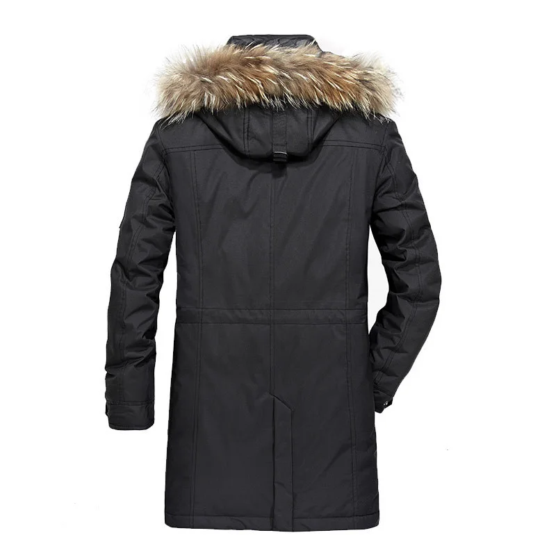 AFS JEEP, брендовая зимняя куртка-пуховик для мужчин, белый утиный пух, парка для мужчин, Толстая теплая длинная Стильная мужская ветровка, меховые куртки с капюшоном