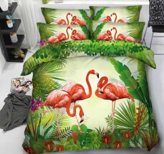 

3D Flamingo bedding sets comforter queen size Cal California King twin bed sheet set linen duvet cover double single bedset 5PCS