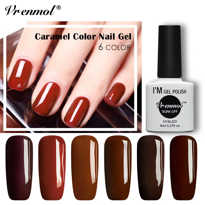 Vrenmol 6 Colors Caramel Nail Gel Nail Art UV Gel Lacquer French Hybrid
